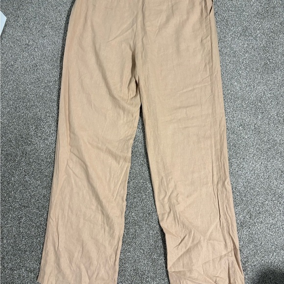 Avec Les Filles Beige Straight Leg Linen Blend Trousers Pants Women's Size 6 - Picture 7 of 8